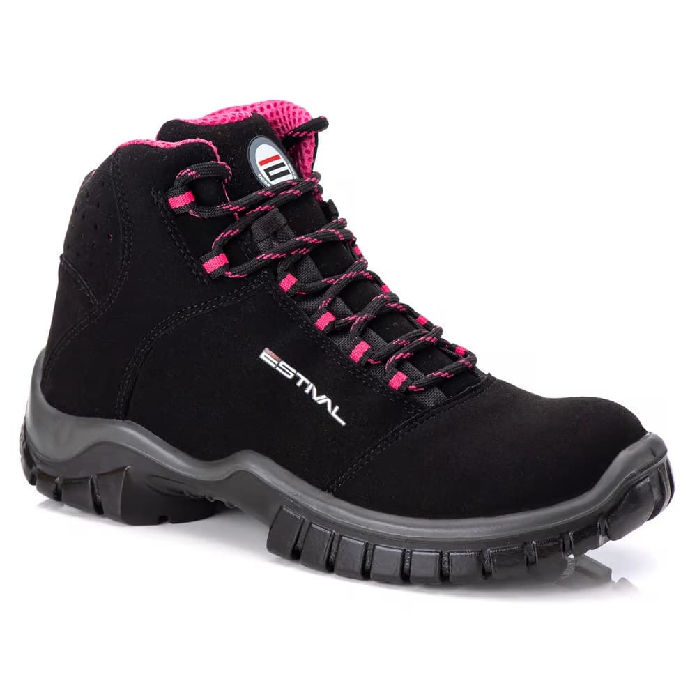 Botina de Segurança Feminina Estival Preto/Rosa EN1007 CA 44598