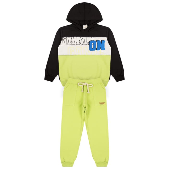 Conjunto Moletom Infantil Menino com Casaco Estampado Game e Calça 4 a 10 anos