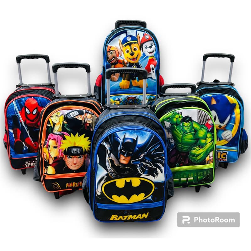 Mochila De Rodinha Escolar Menino sonic E Menina Todos Os Personagens