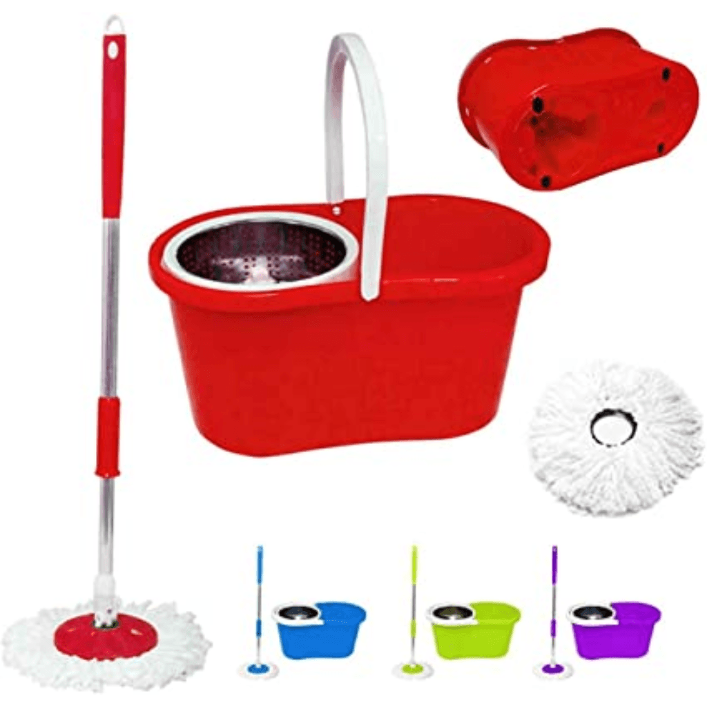 Balde Spin Mop Centrifuga Inox Esfregão 2 Refis Importado