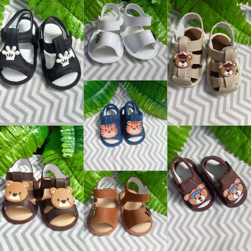 Sandália para bebê menino sandalinha bebe calçado infantil masculino recém nascido ursinho sapatinho