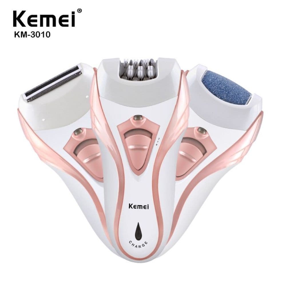 Depilador elétrico feminino 3 em 1 recarregável bivolt km-3010