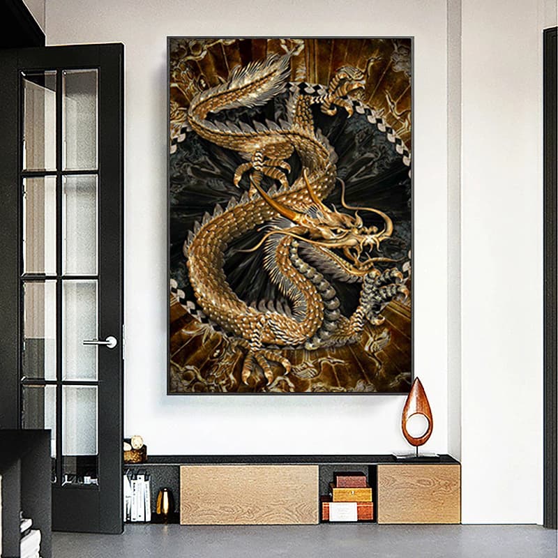 quadro decorativo 1 peça Dragão chinês oriental decoração