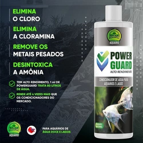 Powerguard 100ml Condicionador Para Aquários Trata 8 Mil Litros Powefert Anticloro Água Doce Criação Peixes