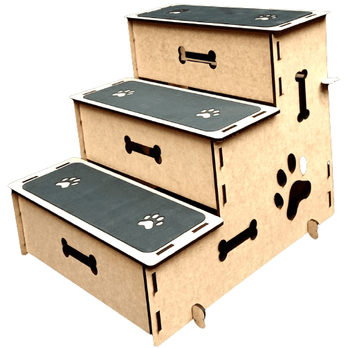 Escada Pet Cachorros Em Mdf 6mm Com Carpete Antiderrapante