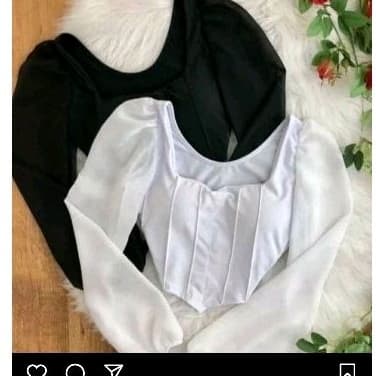 Blusa Cropped Manga Longa Bufante Princesa Tule Bloguerinha