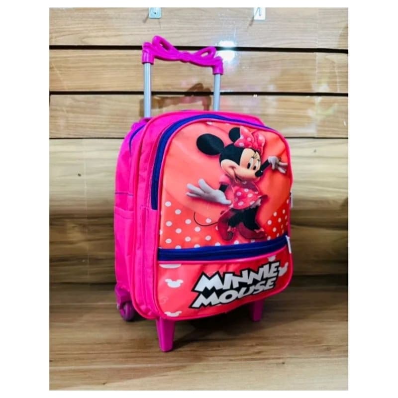 mochila infantil de menina e menino carrinho da minie escolar