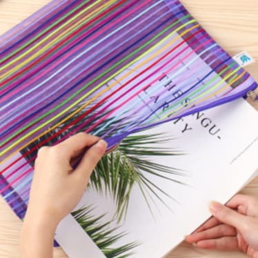 Saco Nylon Mesh Pen Bag Ticket Storage Zipper Information Bag