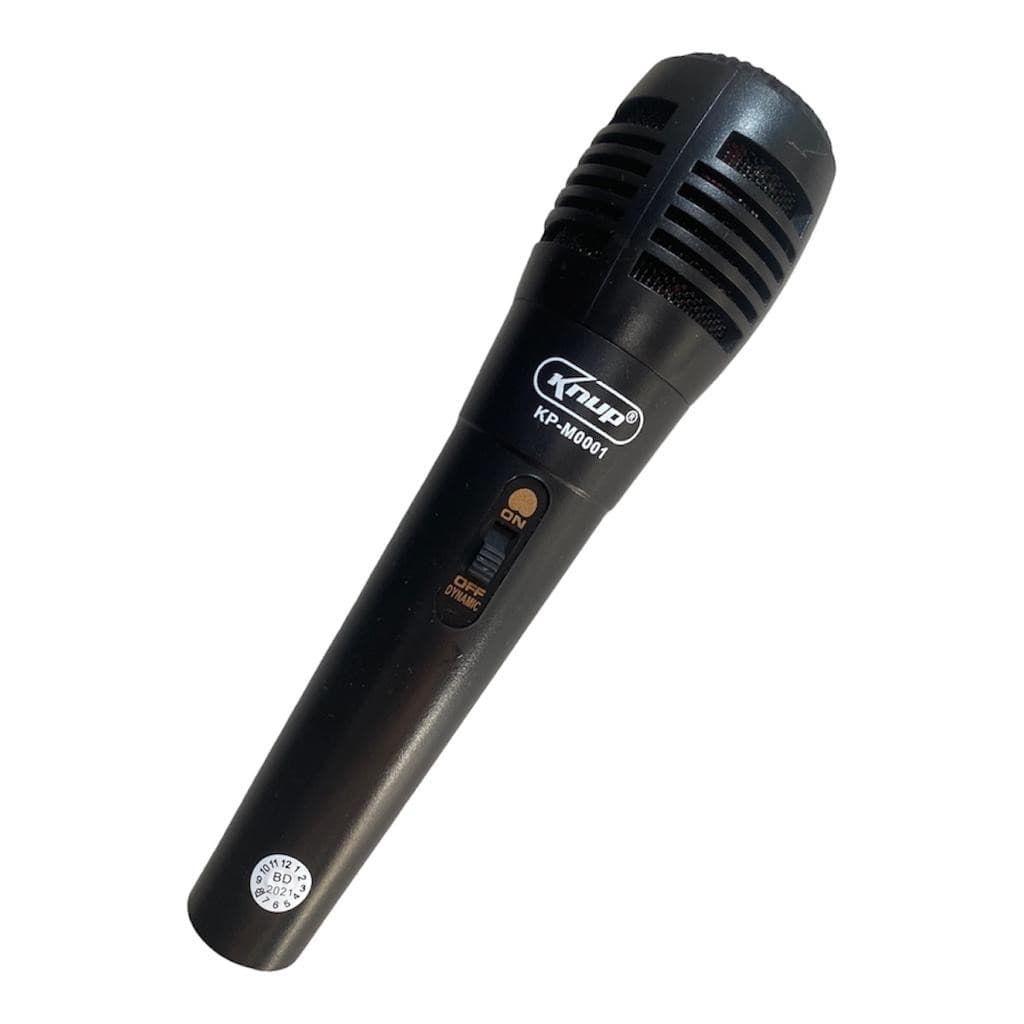 Microfone Com Fio Knup Dinâmico Kp-m0001 Preto 1 metro P/ Karaokê RF