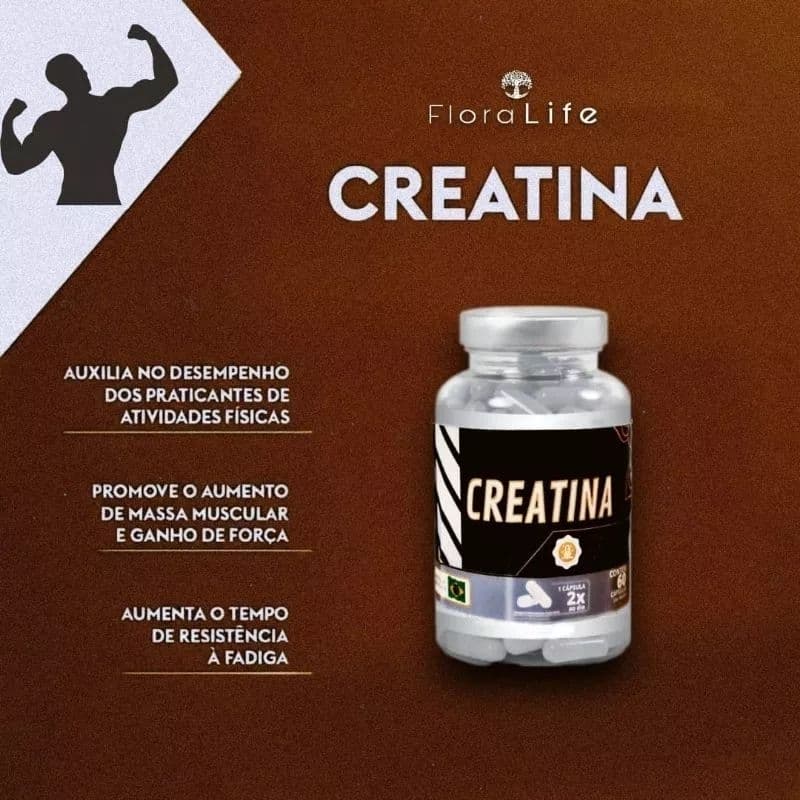 Suplemento Natural Creatina, kit 10 - 60 cápsulas/500 mg