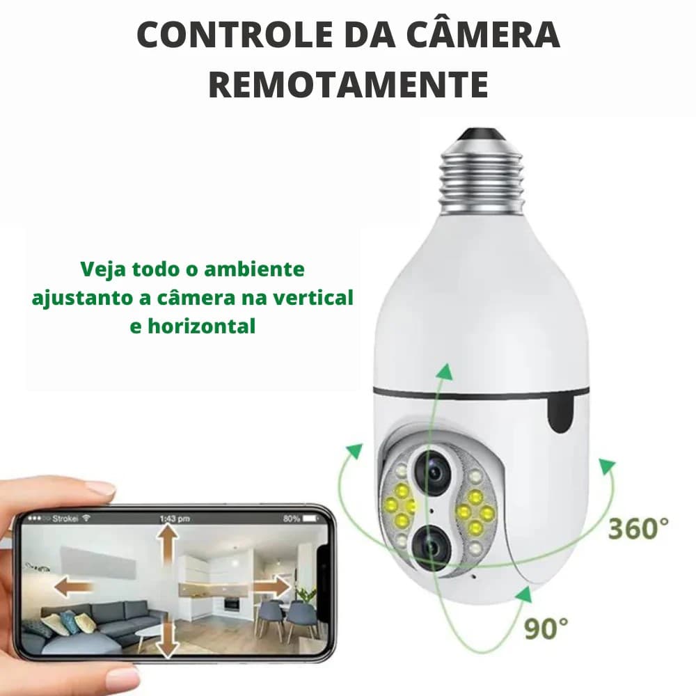 Camera Lampada 360 Wifi Pan/ Auto Tracking Visão Noturna
