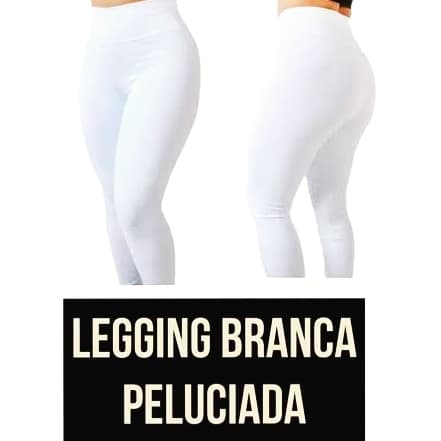Calça Legging Branca Branco Flanelada  Forrada Suplex Cós Alto Enfermagem Grossa