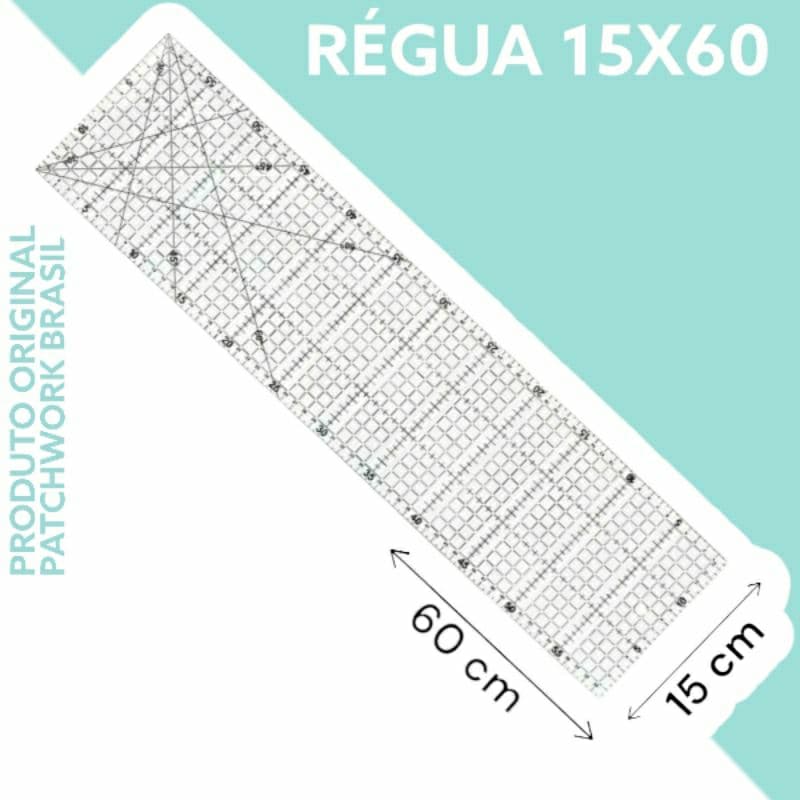 Régua 15x60cm 100% Acrílico Para Artesanato Patchwork Scrapbook papelaria pachwork br