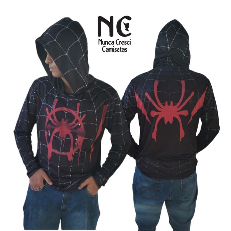 Camisa Miles Morales aranha verso com capuz/sem Capuz- Personalizado