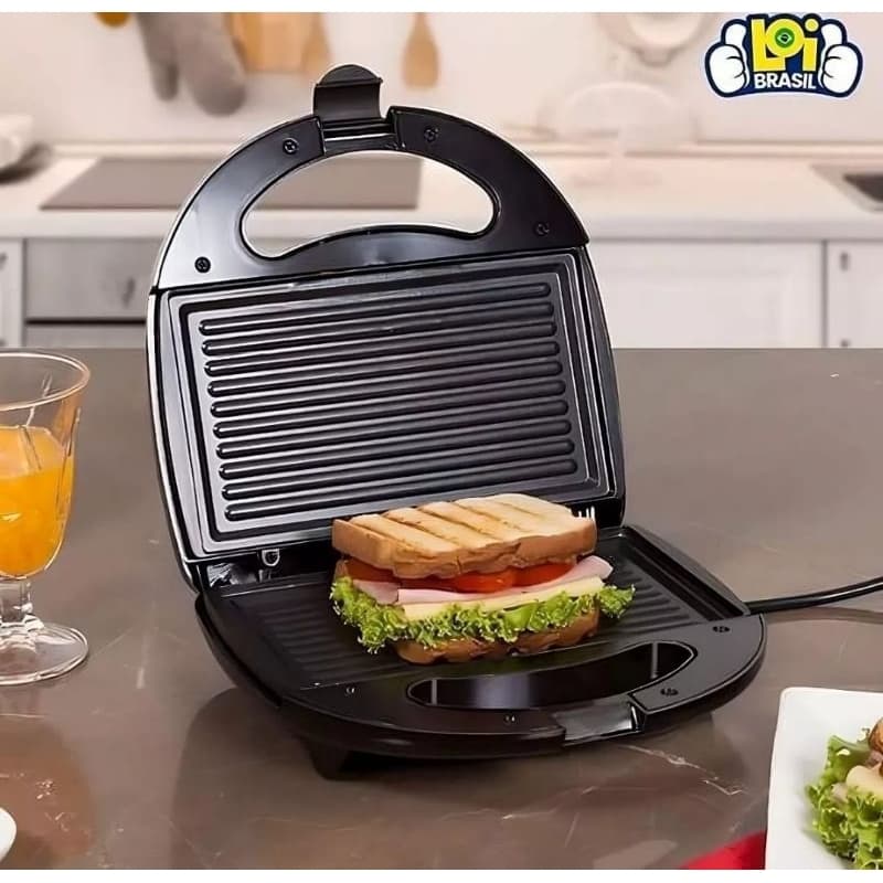 Sanduicheira churrasqueira elétrica grill Multilaser 750w loi Gourmet preto