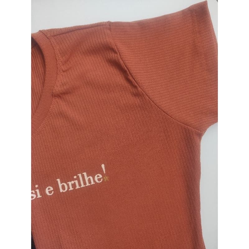 Tshirt Feminina Malha Canelada Gola V TAM G