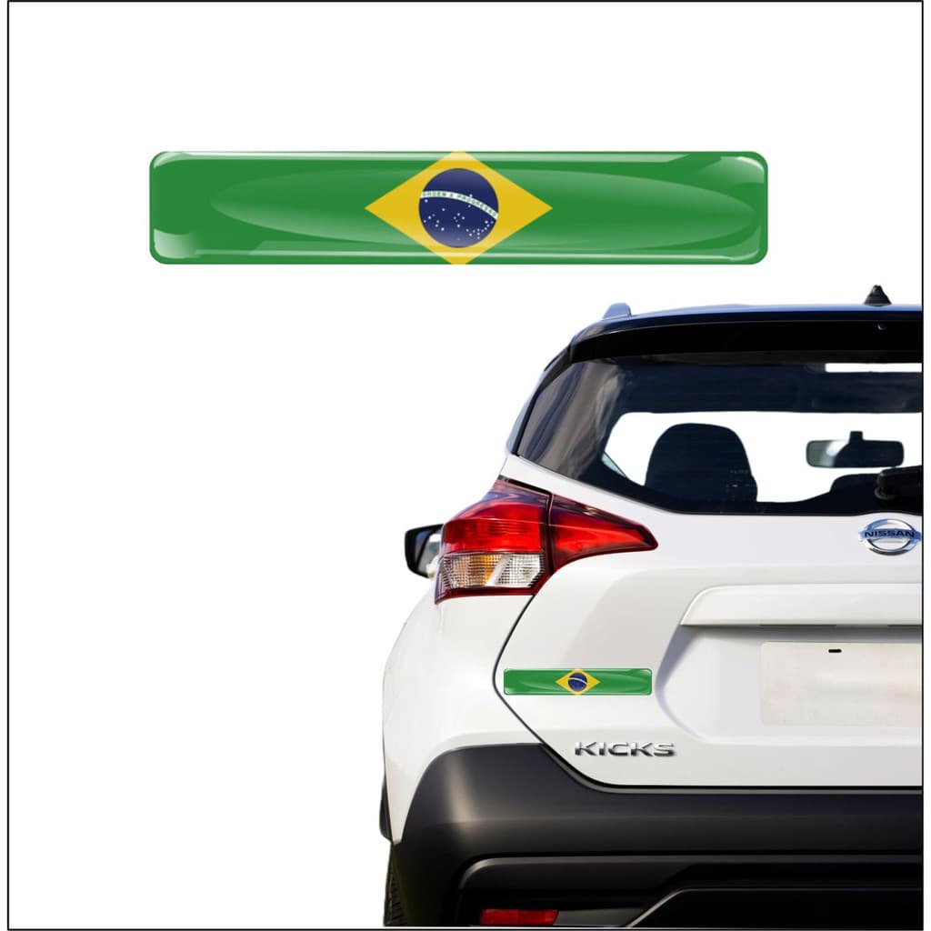 Kit Com 02 Adesivos automotivo em alto relevo resinado decalque bandeira do Brasil Brazil