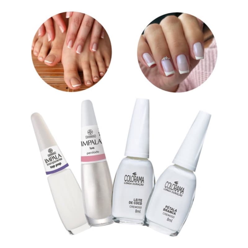 Kit 4 Esmaltes Impala Colorama Francesinha ( Top Pop , Lua , Leite de Coco e Pétala Branca)