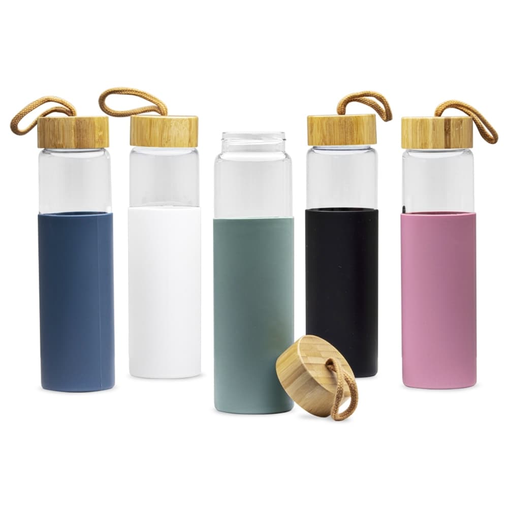 Garrafa em Vidro Borossilicato 750ml com Luva de silicone, garrafa de água, lazer, cozinha presente