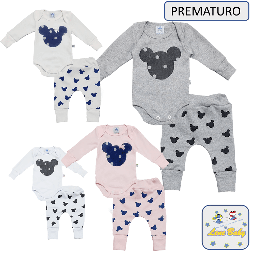 Body  Prematuro com Culote Estampas em Silk LENE BABY