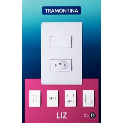 Conjunto Placa e Módulo Tramontina Liz Tomada 10A e 20A, Interruptor Simples e Paralelo, Placa Cega e com Furo 4X2 4X4