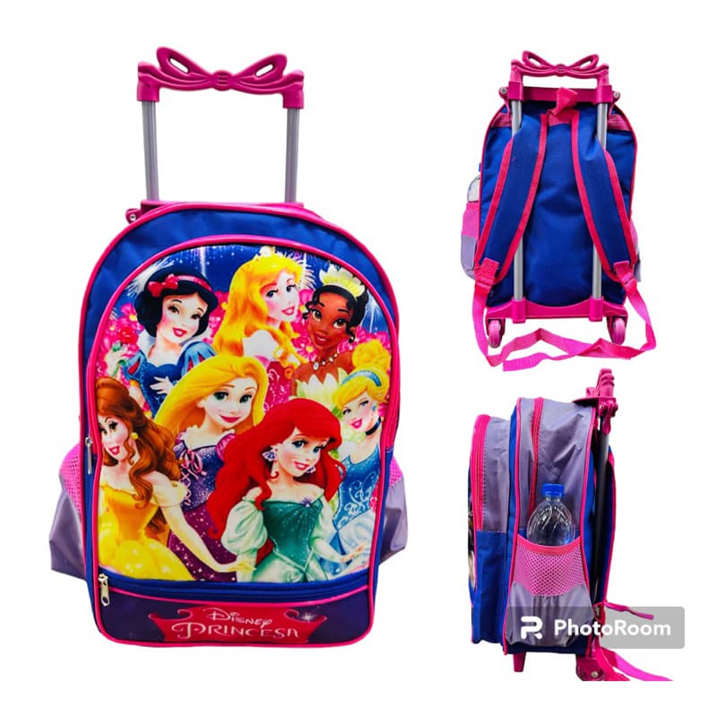 Mochila de rodinha escolar infantil princesas