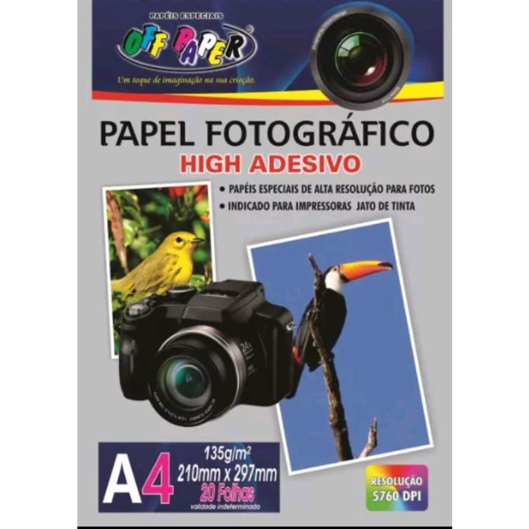 Papel Fotográfico A4 135G Adesivo Glossy com 20 folhas - OFF PAPER