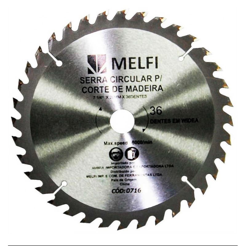Disco serra Circular 7.1/4” x 36 dentes Melfi