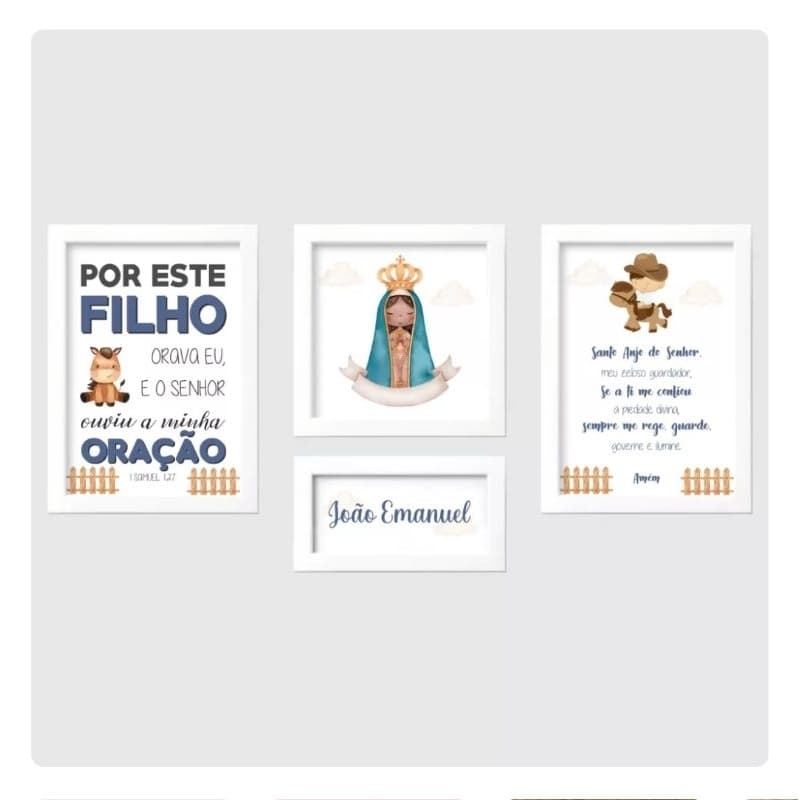 Kit Quadros Menino cavalinho e Nossa Senhora