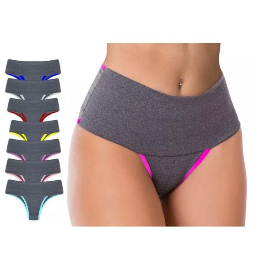 Kit 5 Calcinhas Cós Alto Compressão Modeladora Seca Barriga-Envio Rápido