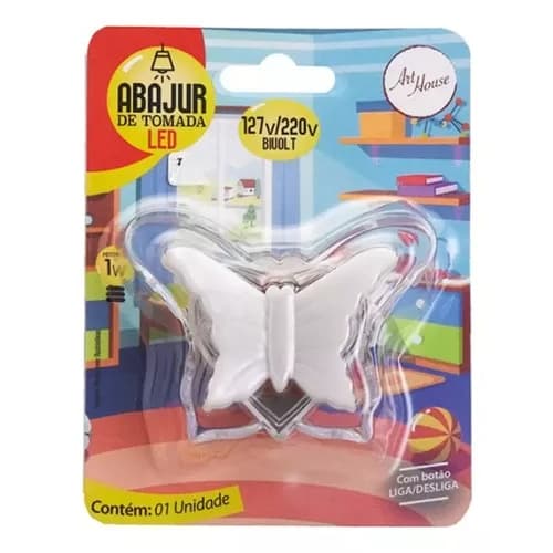 Abajur Infantil De Tomada Parede Luminária Borboleta Bivolt