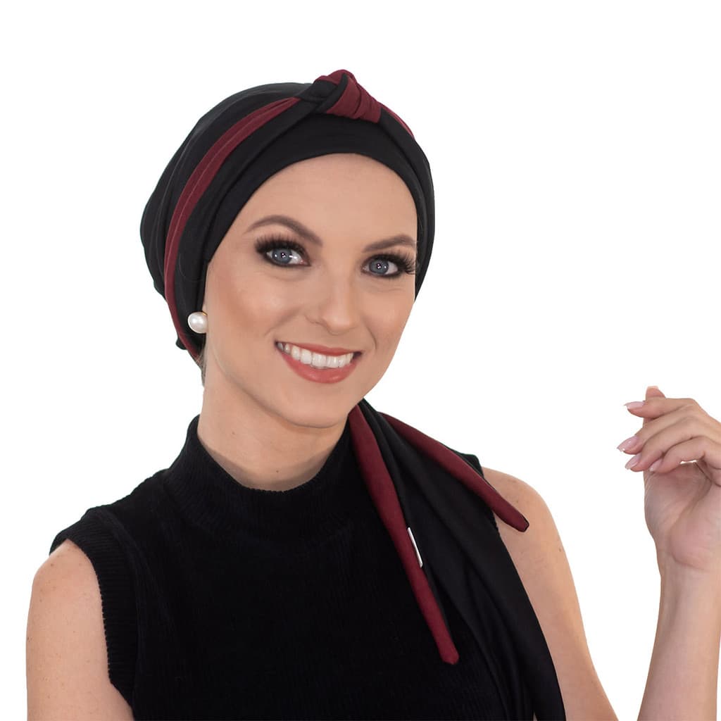 Turbante Preto com Tiara de nó na cor escolhida com preto