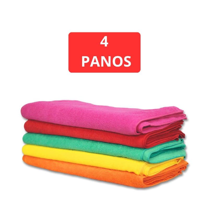 4 Panos de Chão Microfibra 50x60cm Anti Risco Limpar Cozinha Quarto Sala Banheiro Polimento Limpeza Profunda