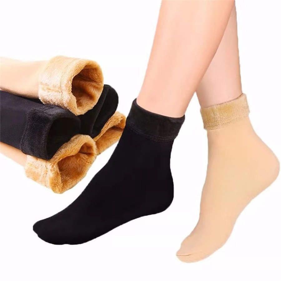 Kit Meia Feminina 3/4 Grossa Quentinha Forrada Frio Extremo Neve Inverno