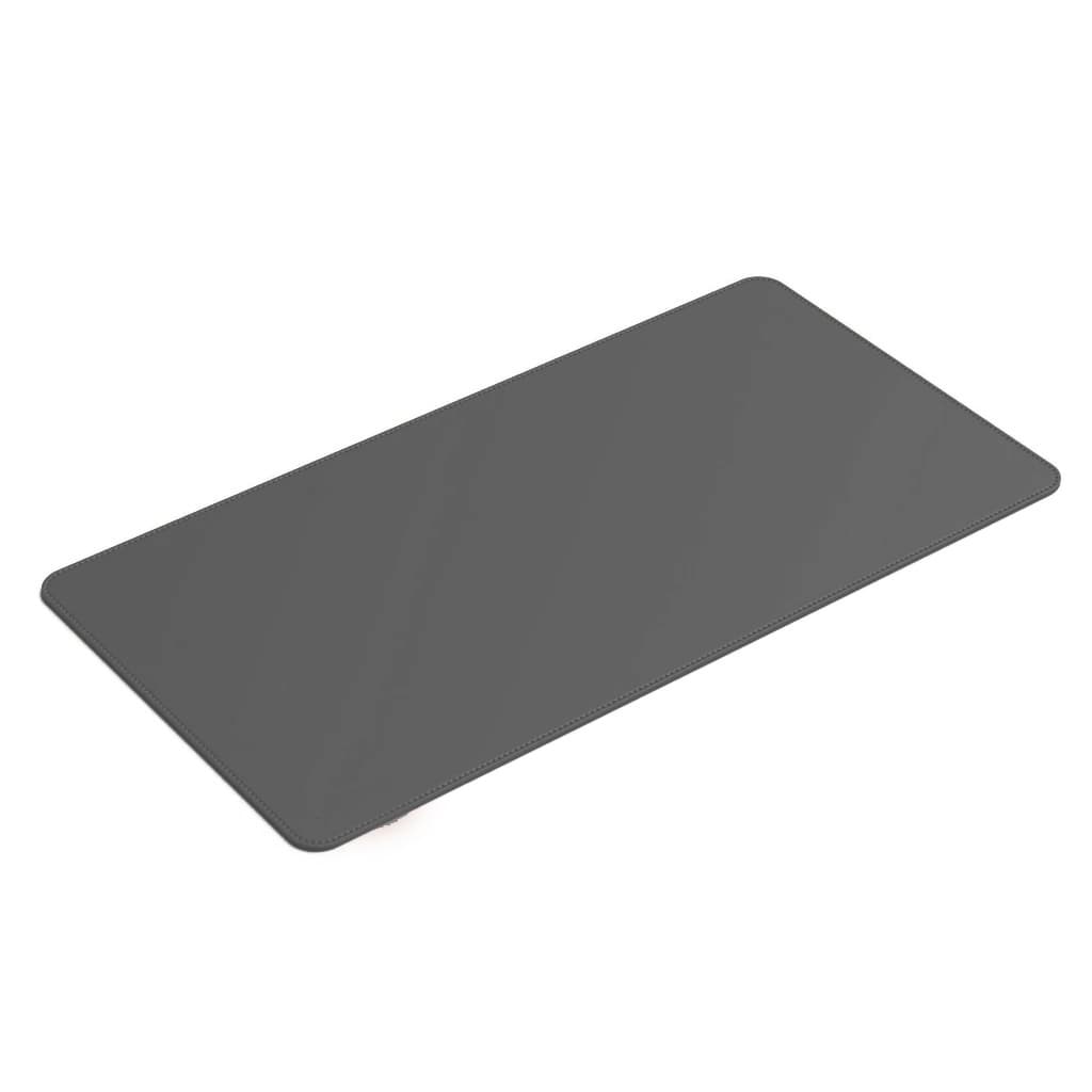 Mouse Pad Grande Couro Ecológico Cinza Feltro Costurado Básico