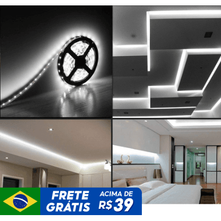 Fita Super Led 5050 Branco Frio 6000k Branco Quente 3500k IP20 5mts 12v