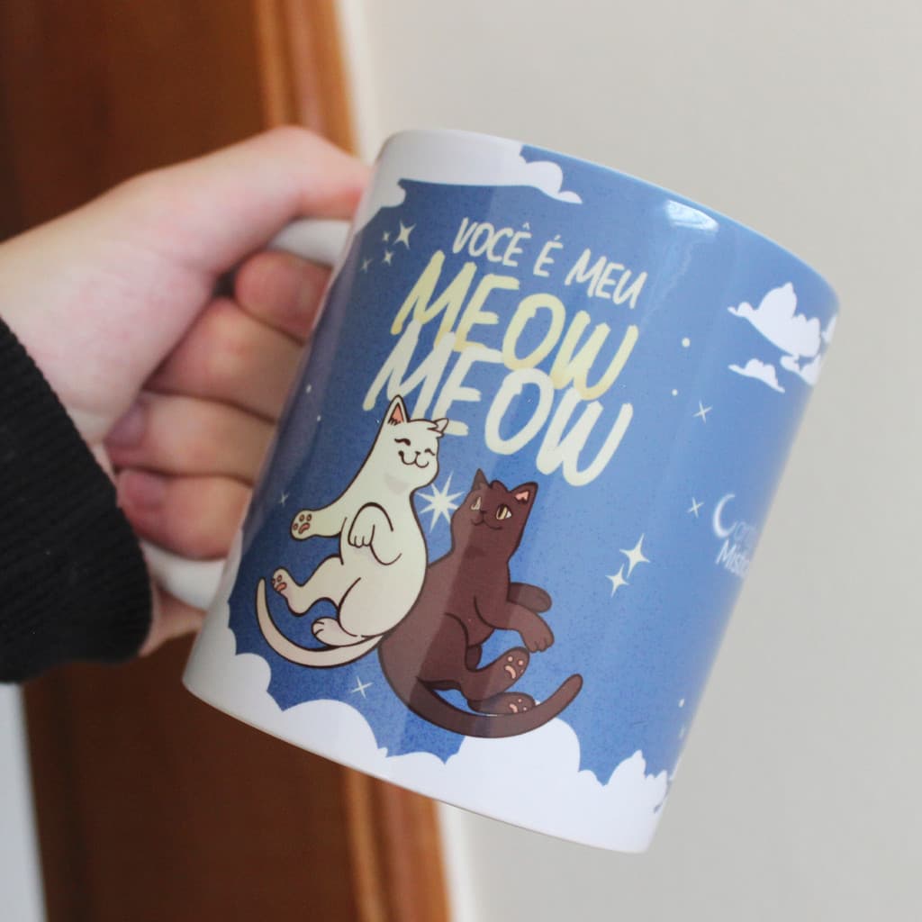 Caneca Você é meu MeowMeow Presente Namoro Caneca Gatos Gatinhos Arte Azul