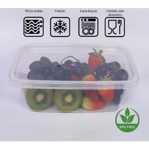 Kit 15 Potes Marmita Fitness Livre BPA 1 litro Congelar Marmita  1000 Ml Transparente com Tampa Transparente Resistente