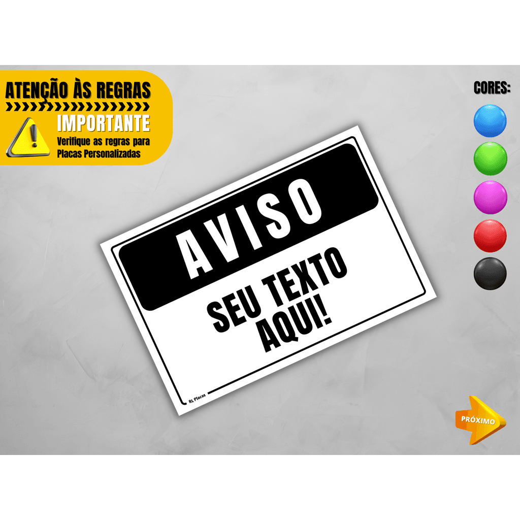 Placa de Sinalização Personalizada - Monte Seu Texto - Medida 20x15 cm