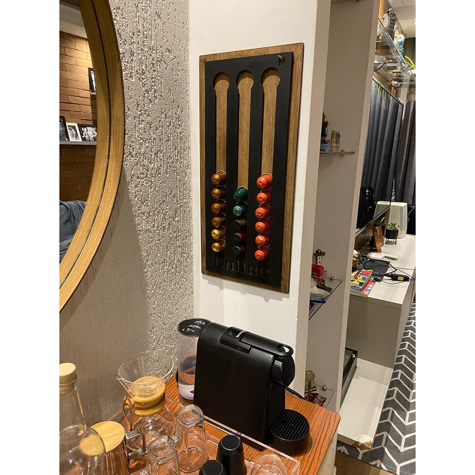 Porta Capsulas em MDF Luxo de Parede para Nespresso, Dolce Gusto, 3 Tres Corações e Vertuo