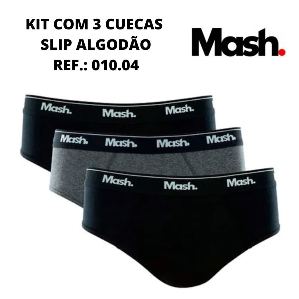 Kit c/ 3 cuecas slip Mash Ref.: 010.04 algodão