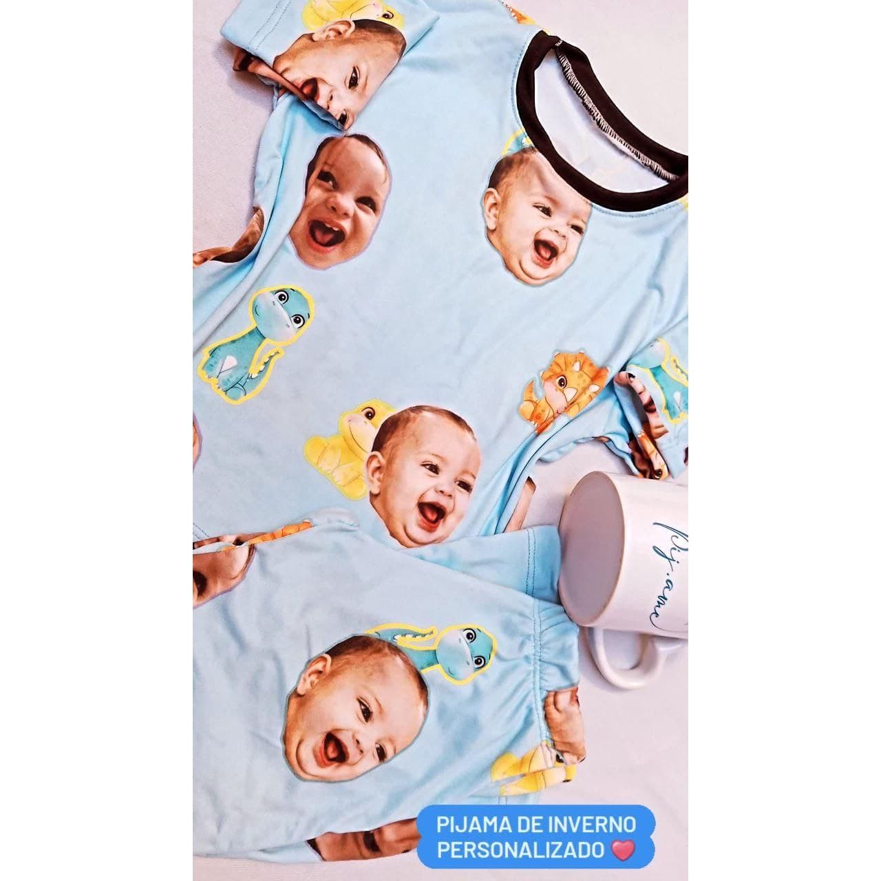 Pijama infantil de inverno tradicional personalizado com foto!