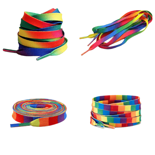 Cadarço Achatado Colorido Ténis 120cm (1 Par) - Degrade e Quadradinhos