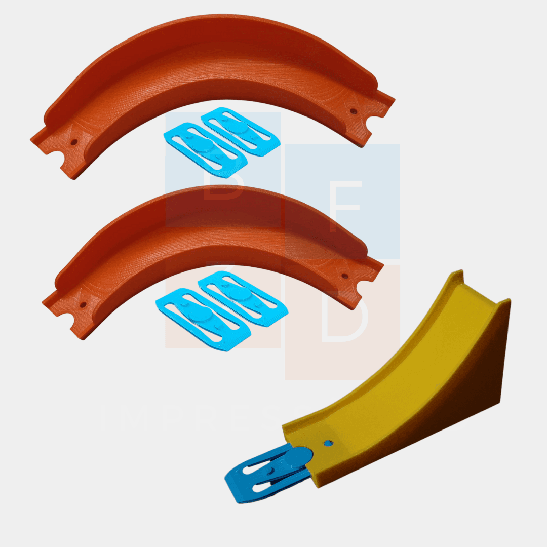 Kit 2 Curvas 90 Graus + 1 Rampa Para Pista Hot Wheels