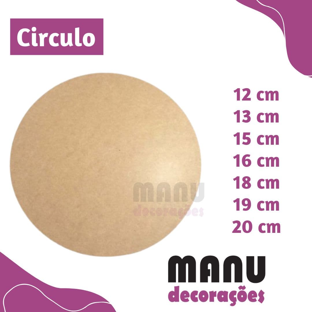 KIT 10 UNIDADES / Base Redonda Circulo em MDF 3mm / Placa Circular para Artesanato / Vários Tamanhos