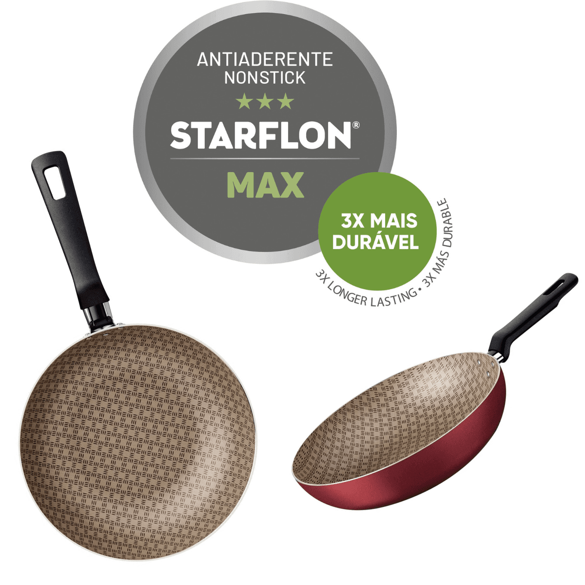 Frigideira funda antiaderente tramontina preta vermelha 24 cm