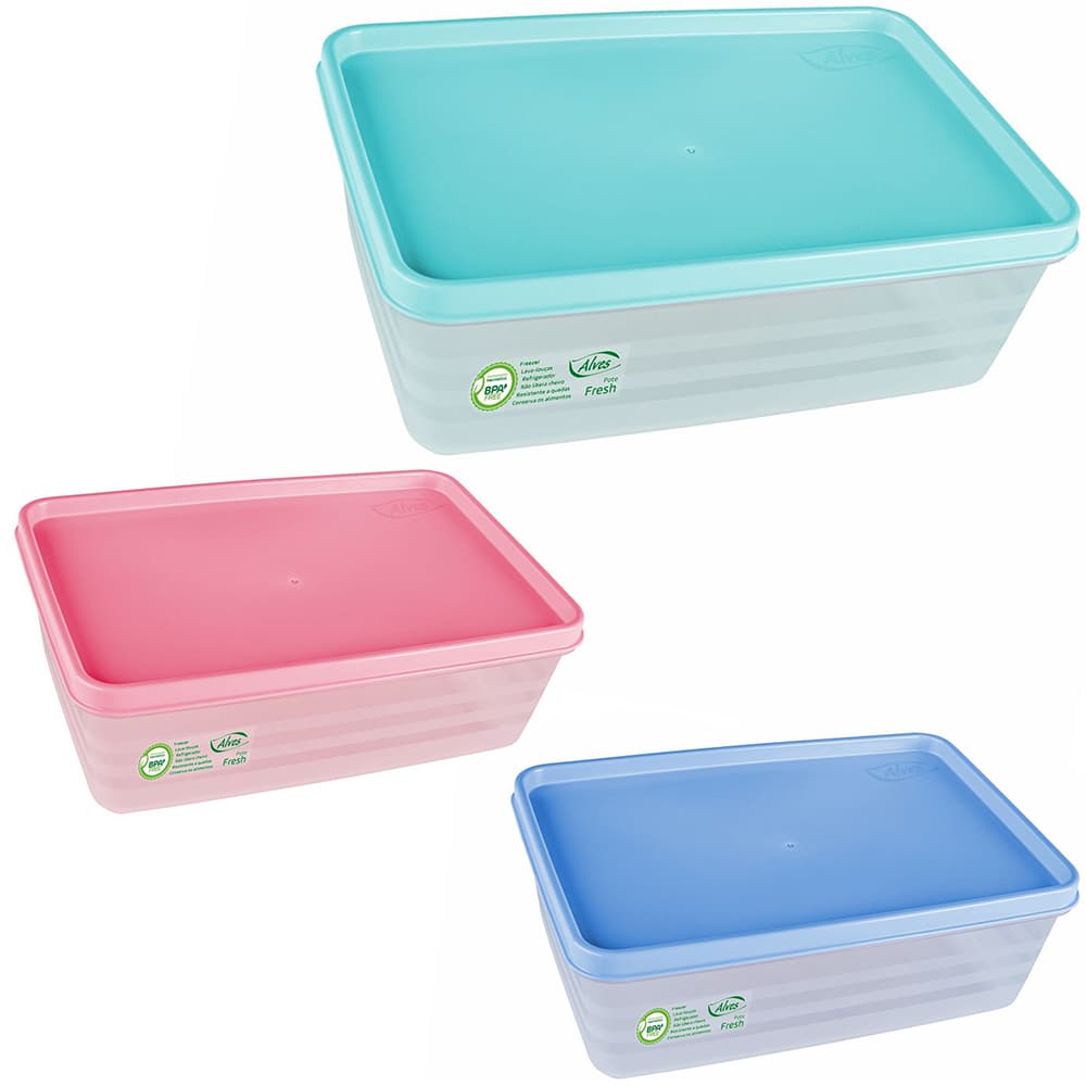 Pote Retangular Multiuso 1,4 Litros Plástico Fresh Color - Potes De Plastico Marmita Utensílios De Cozinha Potinhos Alves