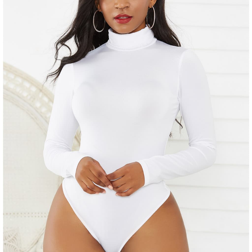Blusa Body Feminino Manga Longa Liso Gola Alta Moda Feminina Casual para dias frios e quentes