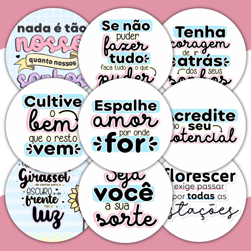 KIT 100 ADESIVOS FRASES MOTIVACIONAIS EMBALAGEM CLIENTE