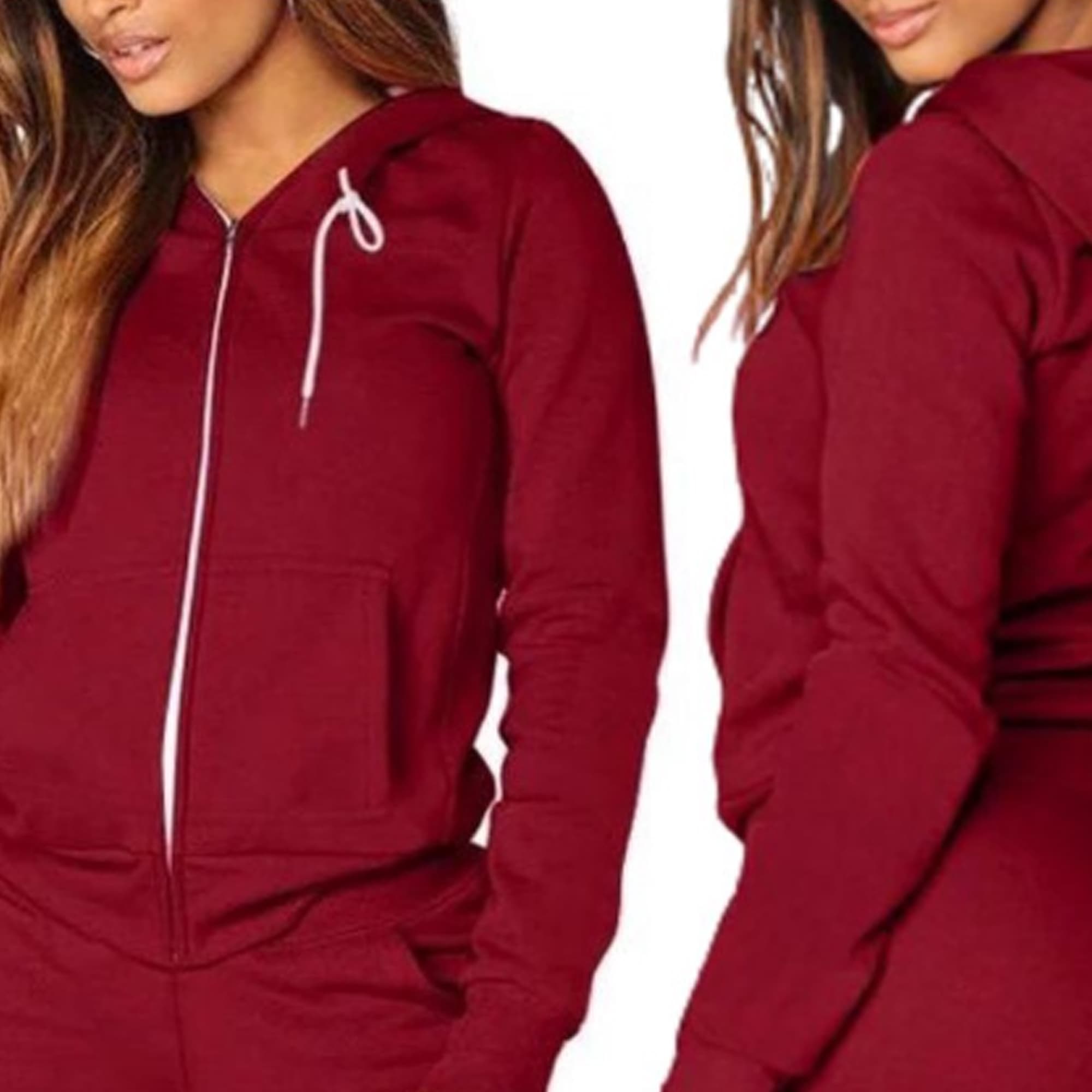 Blusa De Frio Moletom Feminino Com Zíper e Capuz Flanelado Inverno Barata